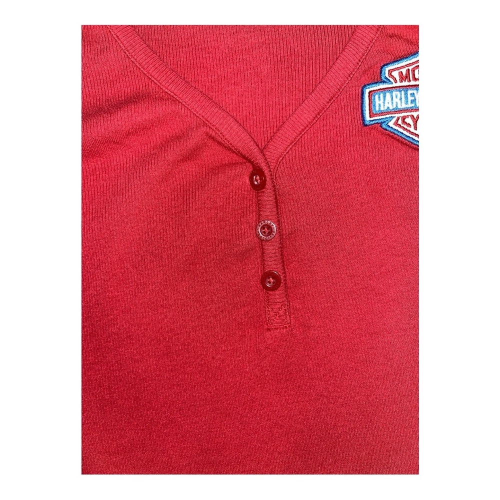 Harley-Davidson Red Fitted Buttoned Tank Top - Picture 5 of 10